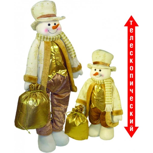 Снеговик на телескопических ногах в золотом 45см-75см Снеговик на телескопических ногах в золотом 45см-75см