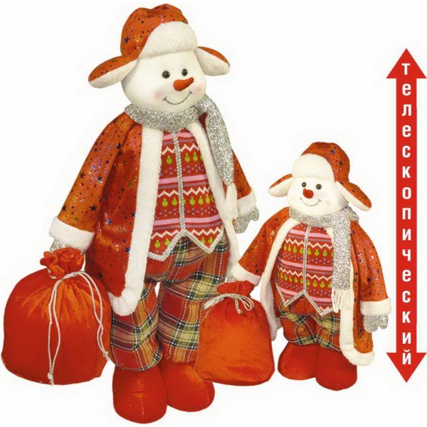 Снеговик на телескопических ногах в красном 45см-75см Снеговик на телескопических ногах в красном 45см-75см