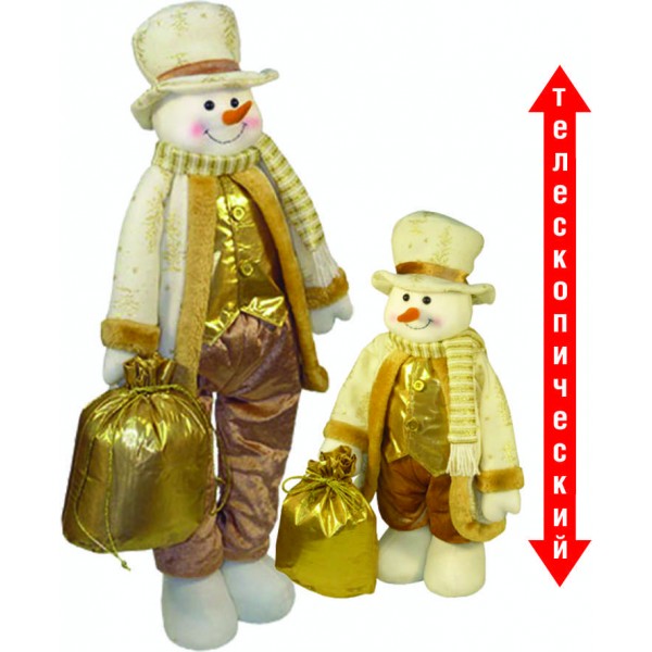В-26 Снеговик на телескопических ногах в золотом 45см-75см В-26 Снеговик на телескопических ногах в золотом 45см-75см